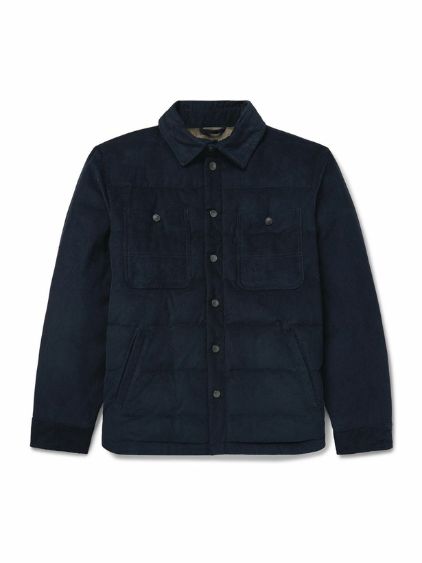 Photo: Valstar - Matt Quilted Cotton-Corduroy Down Shirt Jacket - Blue