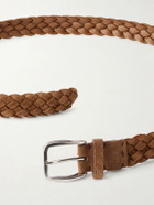 Brunello Cucinelli - 2cm Woven Suede Belt - Brown
