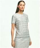 Brooks Brothers Women's Knit Sequin Top | Silver