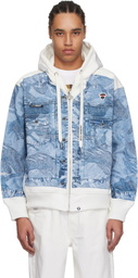 AAPE by A Bathing Ape White & Blue 'AAPE' Main Light Weight Denim Jacket