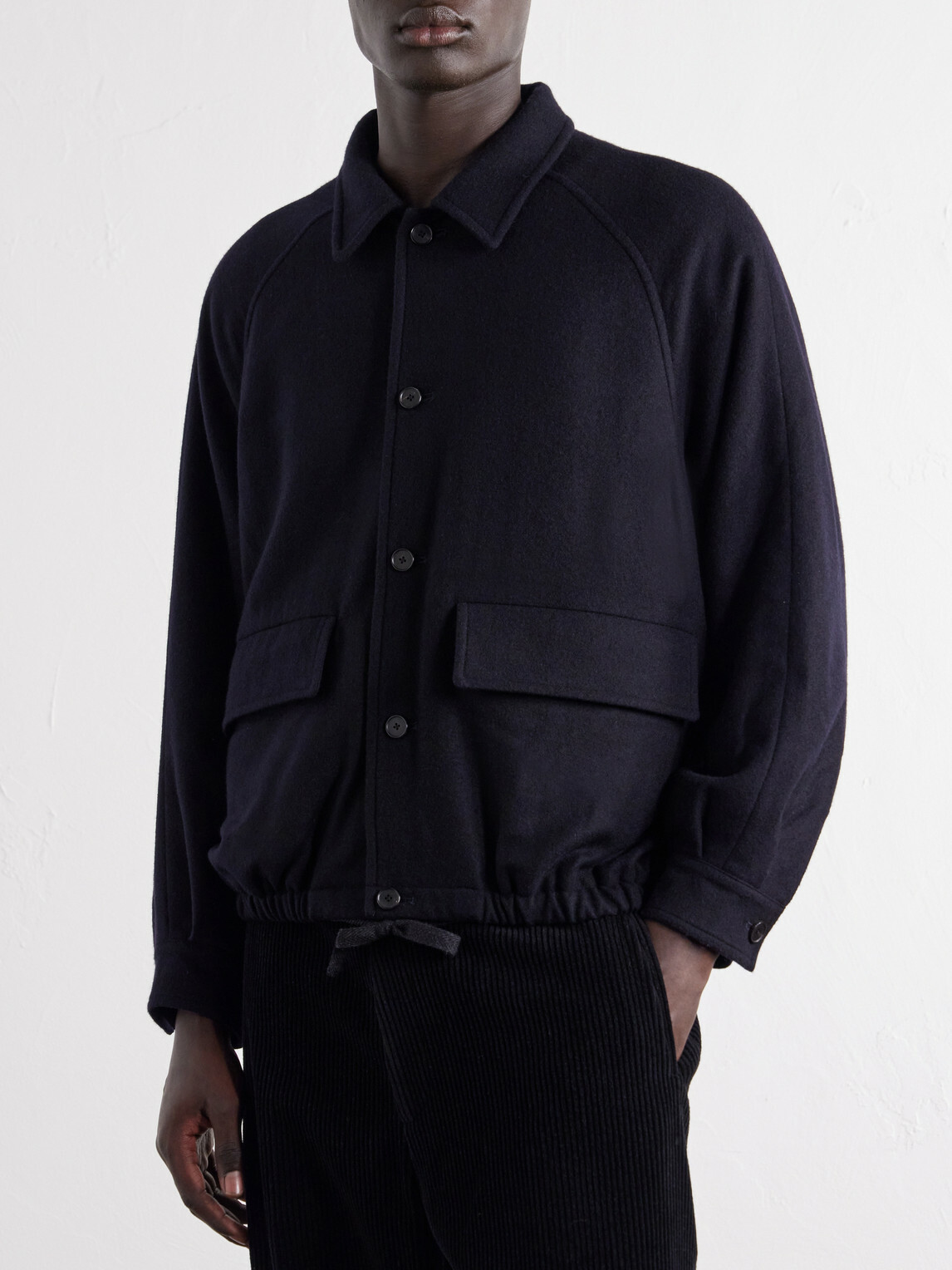 A.PRESSE - Cashmere Flannel Blouson Jacket - Blue