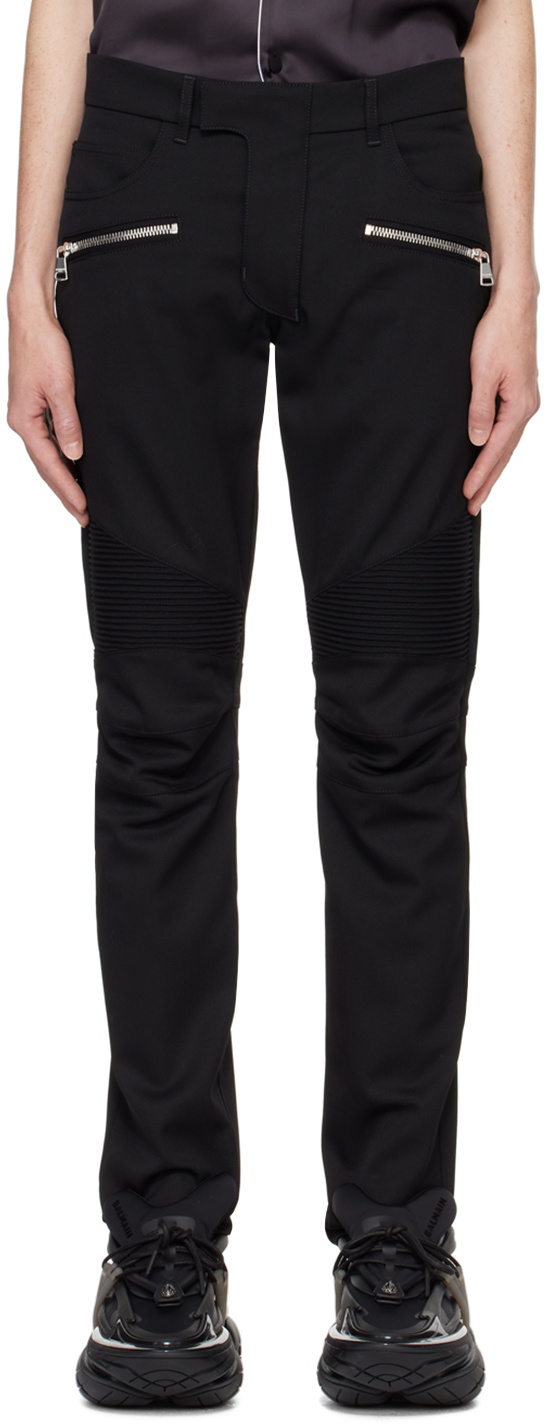 Balmain Black Tailored Biker Trousers