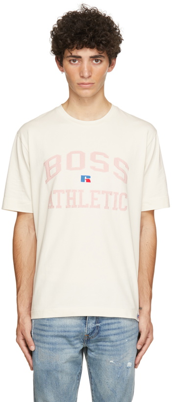 Photo: Boss Beige & Pink Russell Athletic Edition Logo T-Shirt