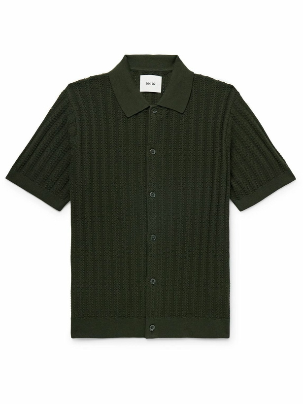 Photo: NN07 - Nolan 6600 Pointelle-Knit Organic Cotton Shirt - Green