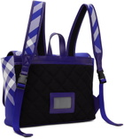 Burberry Kids Blue Check Messenger Backpack