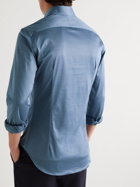 Canali - Cutaway-Collar Cotton-Jersey Shirt - Blue