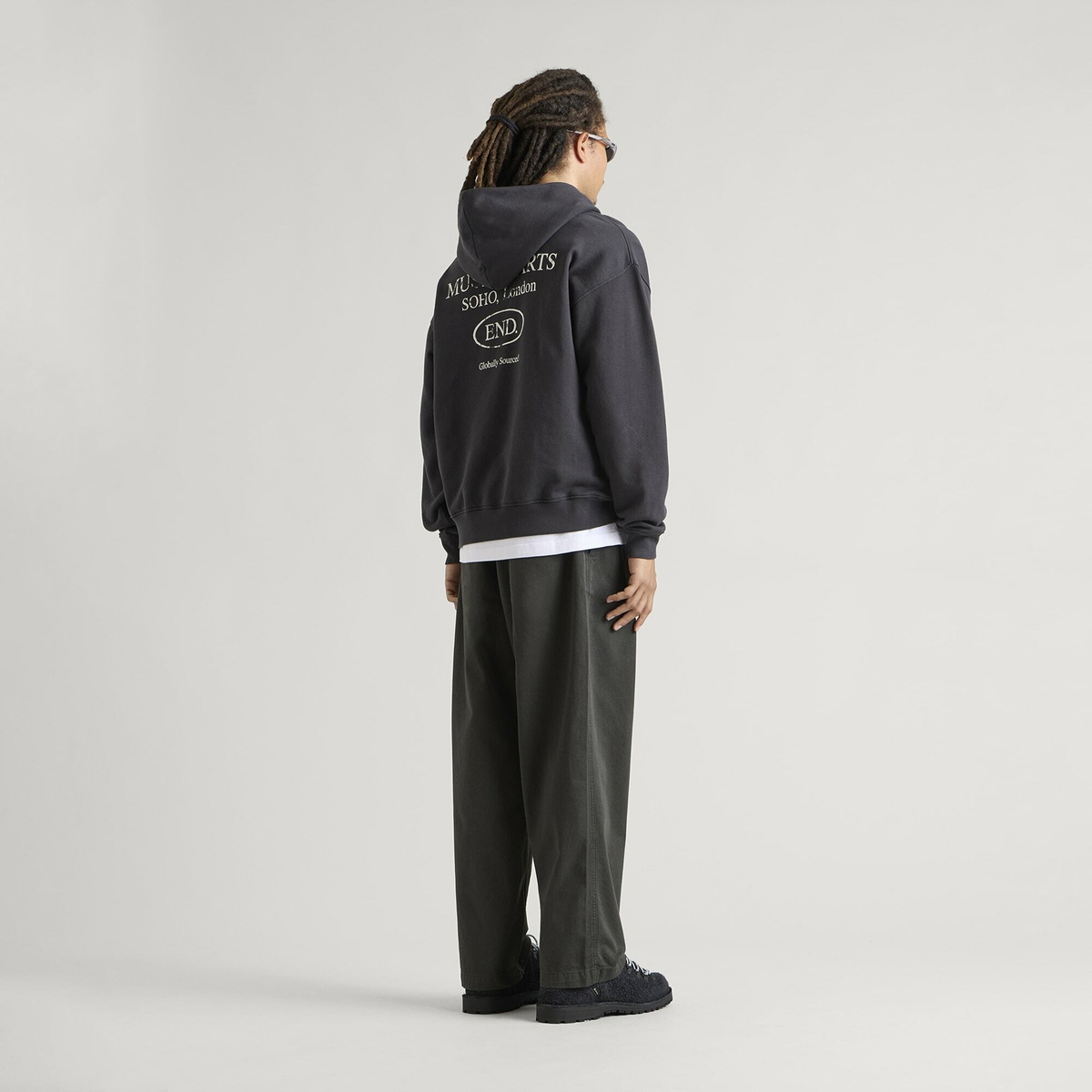 END. Worn Established Hoodie in Cinder Black
