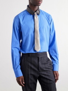 TOM FORD - Studded Leather-Trimmed Cotton-Poplin Shirt - Blue