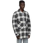 Marcelo Burlon County of Milan White and Black Check Logo Puffer Jacket