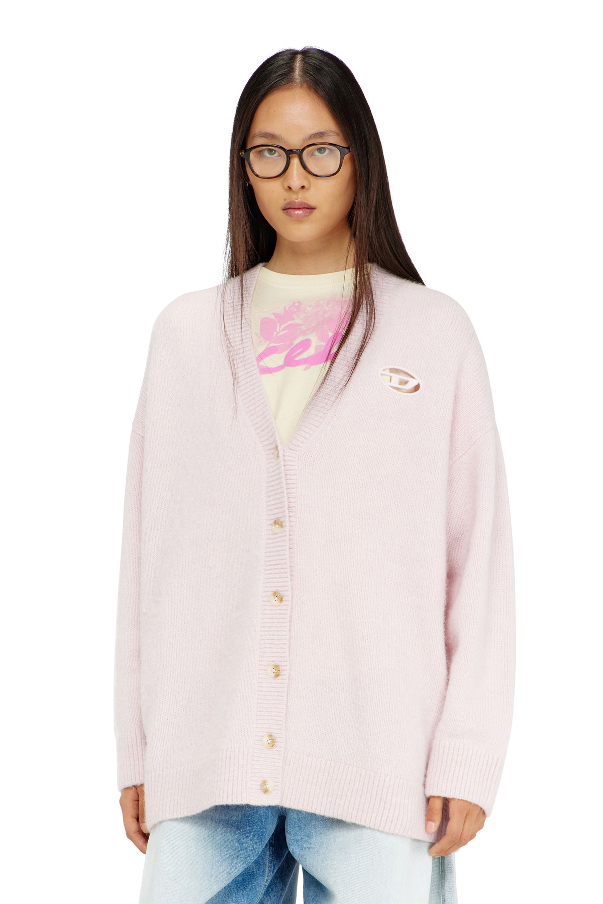 Diesel Cardigan in wool and alpaca blend - Knitwear Womens in Pink