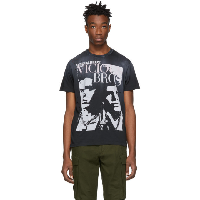 Photo: Dsquared2 Black Vicious Bros Cigarette Fit T-Shirt