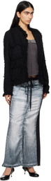 OPEN YY Black & Blue Front Jean Effect Jersey Maxi Skirt