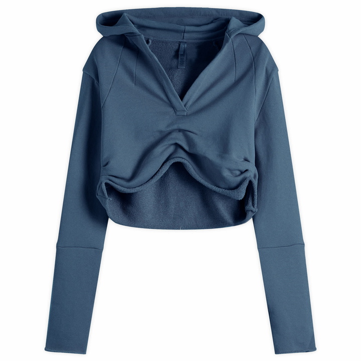 Photo: SKIMS Women's Shoulder Pad Cropped Hoodie in Indigo