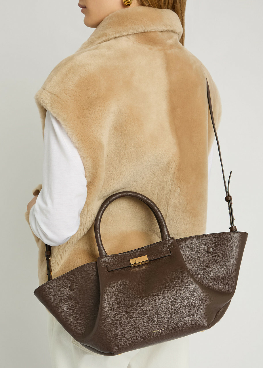 Demellier The New York Midi Grained Leather Tote - Dark Brown - One Size