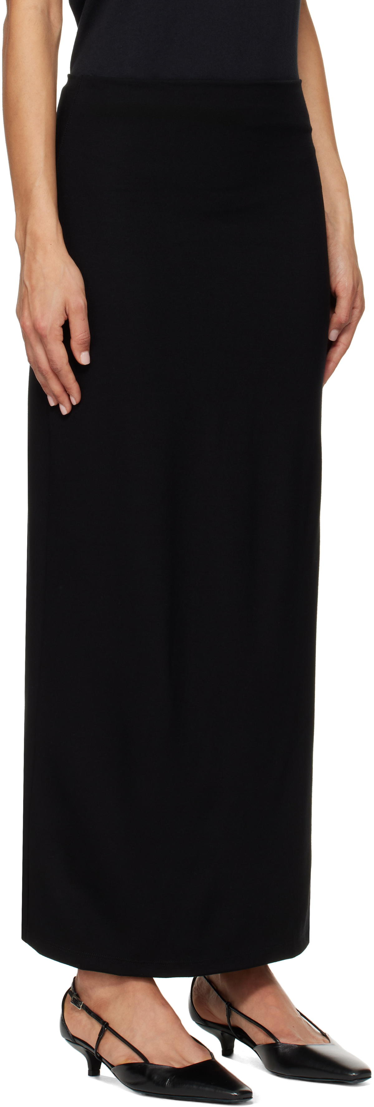 LESET Black Rio Side Slit Maxi Skirt