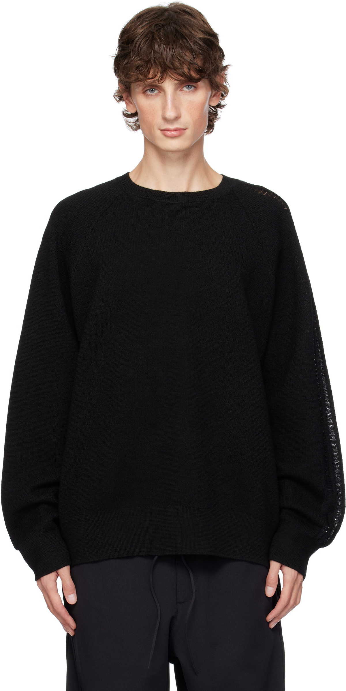 スウェット・トレーナー Y-3 black recycled polyester sweater with embroidered logo Y-3 Black Recycled Polyester Sweater With Embroidered Logo Y-3