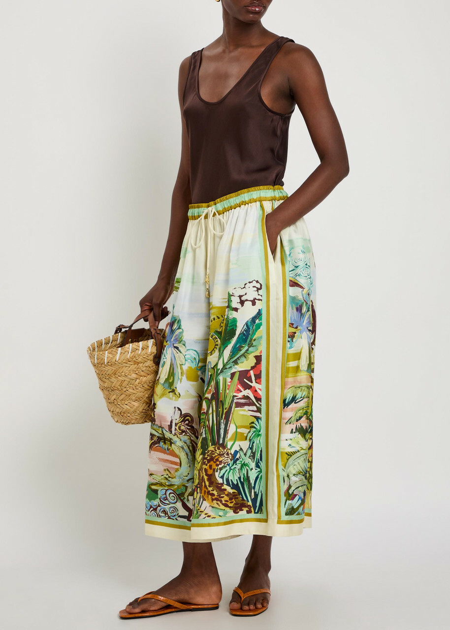 Alemais Jungle Boogie Printed Silk Culotte Trousers Multicoloured