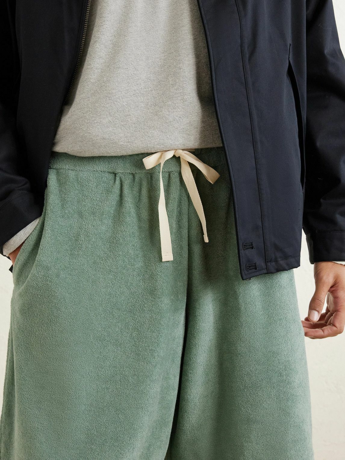 Jil Sander - Straight-Leg Cotton-Terry Drawstring Shorts - Green