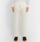 Caruso - Cream Cotton, Linen and Silk-Blend Suit Trousers - Neutrals