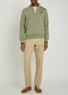 Fred Perry Half-zip Logo-embroidered Cotton Sweatshirt Light Green