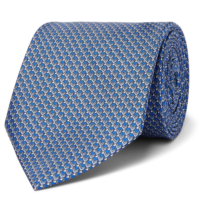 Photo: Brioni - 8cm Printed Silk-Twill Tie - Blue