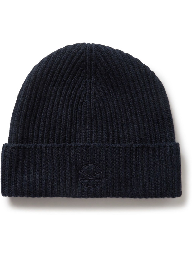 Photo: Kingsman - Johnstons of Elgin Logo-Embroidered Ribbed Cashmere Beanie