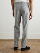Brunello Cucinelli - Straight-Leg Pleated Cotton and Cashmere-Blend Suit Trousers - Gray