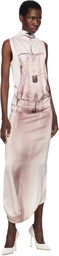 Jean Paul Gaultier White & Pink 'The Draped Trompe-L'œil Corset' Maxi Dress