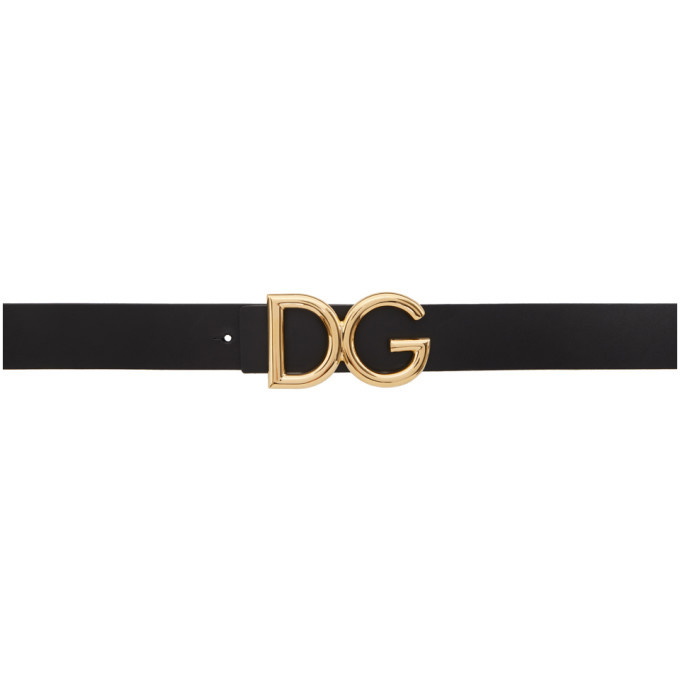 Photo: Dolce and Gabbana Black Leather DG Logo Belt