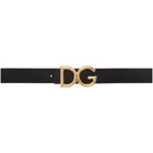 Dolce and Gabbana Black Leather DG Logo Belt