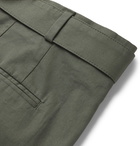 Officine Generale - Olive Tapered Pleated Washed Cotton-Twill Suit Trousers - Green