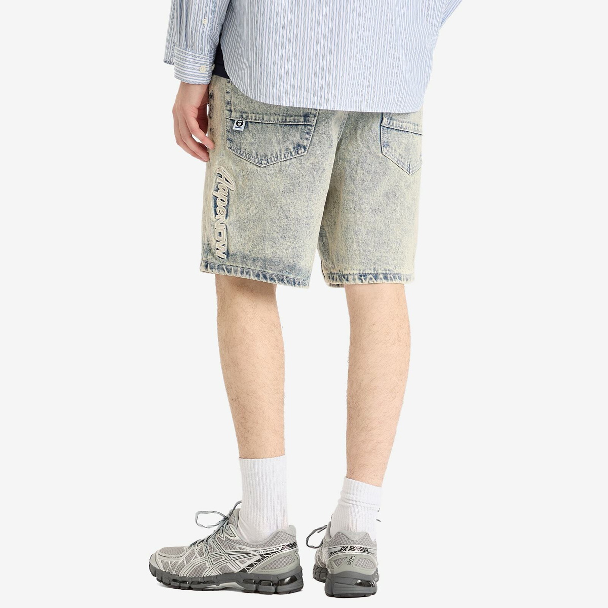 Men's AAPE Loose Fit Denim Shorts in Blue