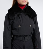 Moncler Grenoble Belted shearling-trimmed ski suit