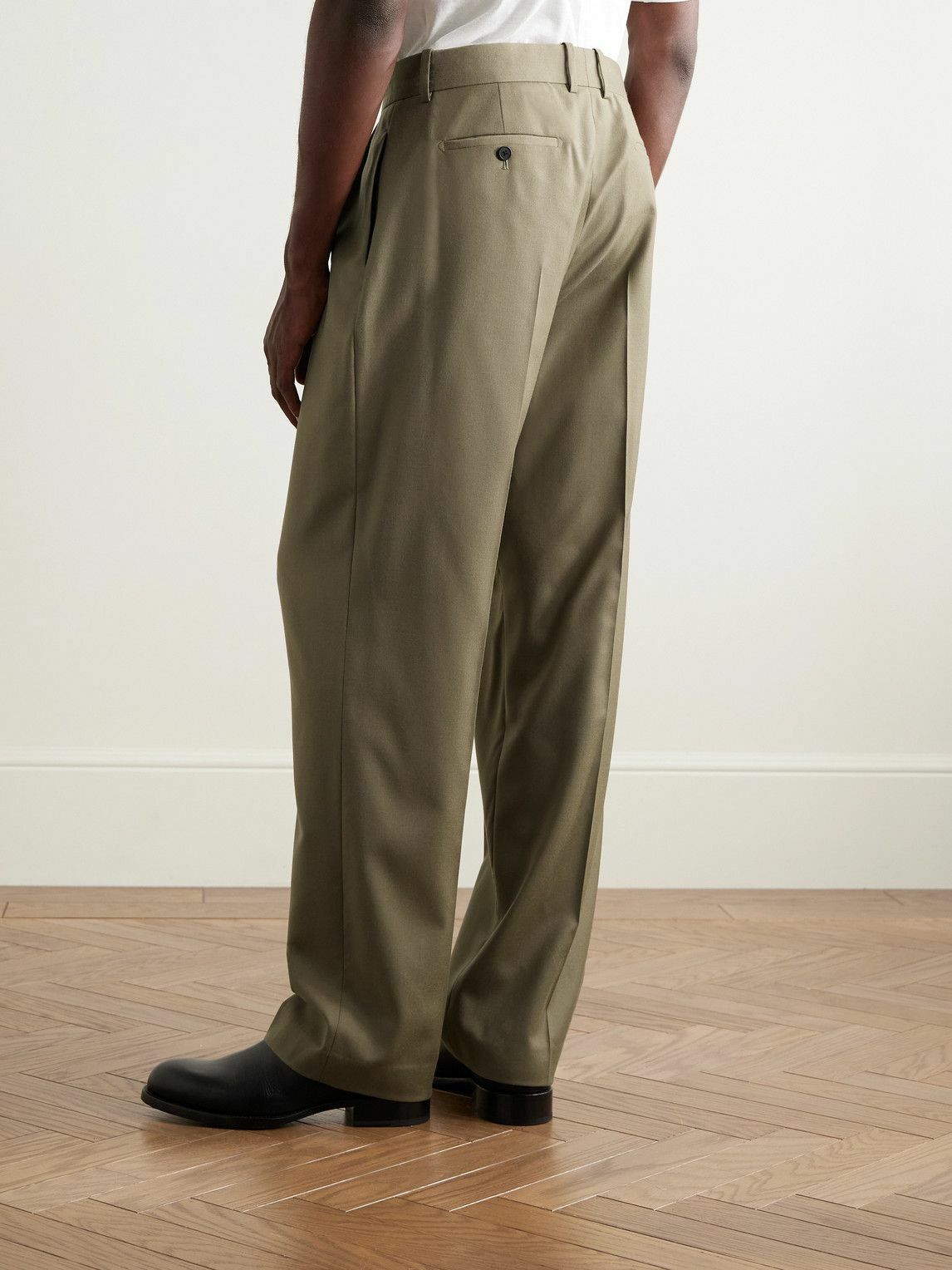 The Row - Zev Straight-Leg Pleated Virgin Wool-Twill Trousers - Neutrals