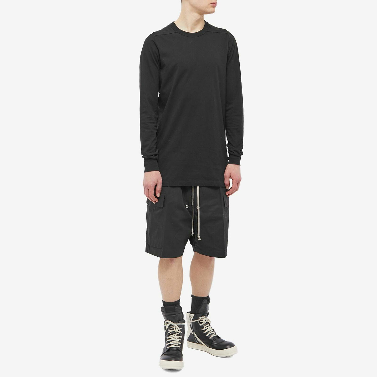Rick Owens Men's Cotton Ripstop Cargo Bela Short in Black Rick Owens