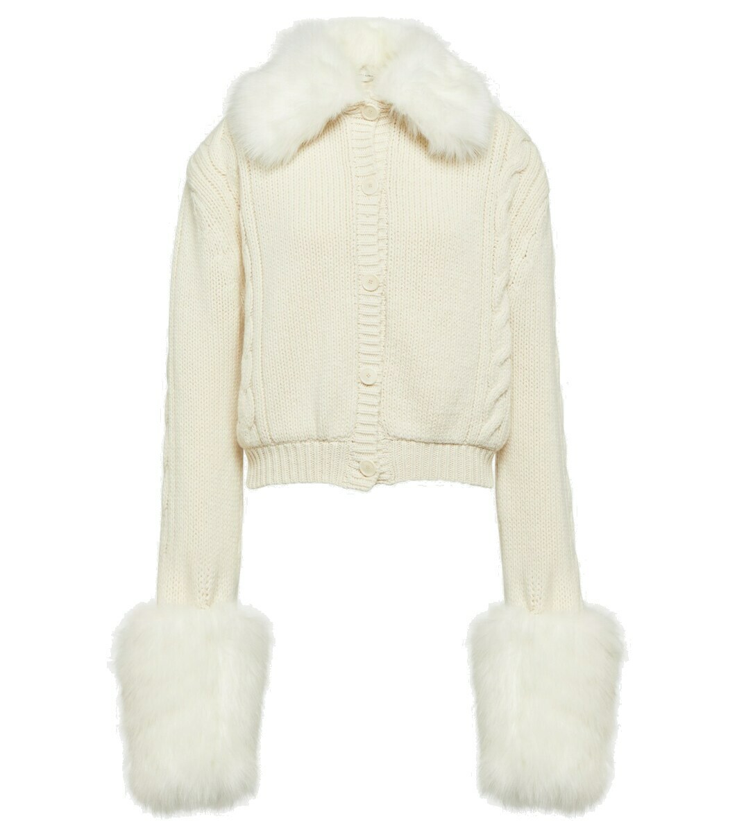 Magda Butrym Cropped faux fur-trimmed cardigan Magda Butrym