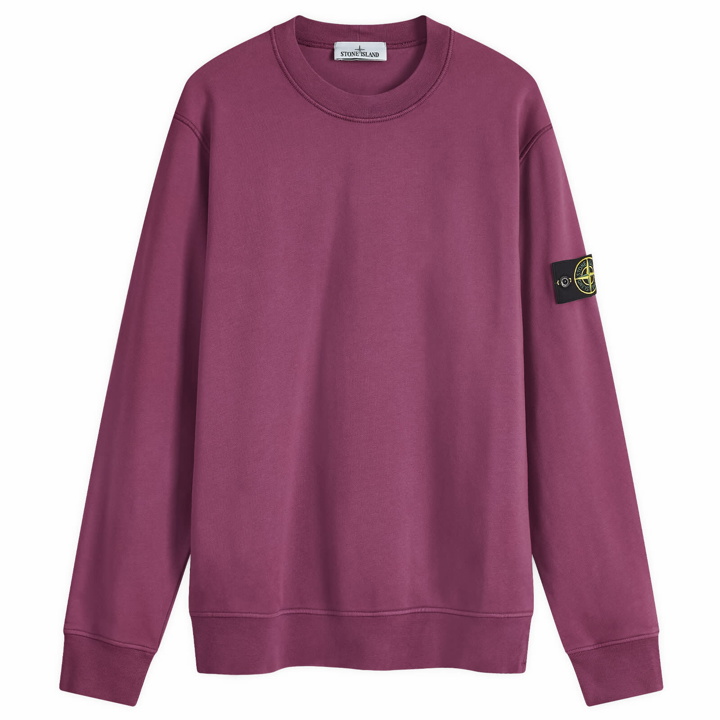 Photo: Stone Island Men's Garment Dyed Crew Sweatshirt in Dark Burgundy