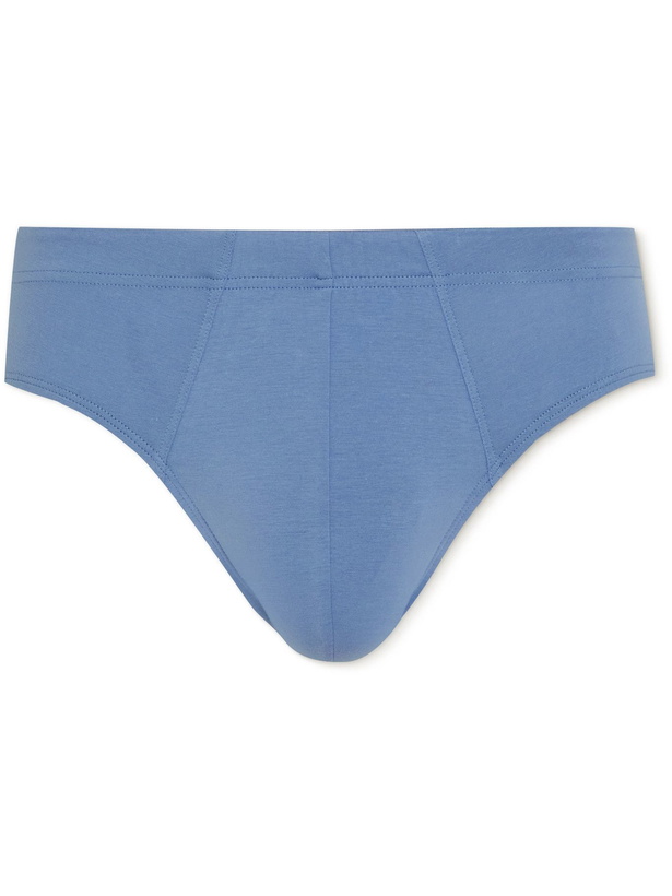 Photo: HANRO - Superior Mercerised Stretch-Cotton Briefs - Blue