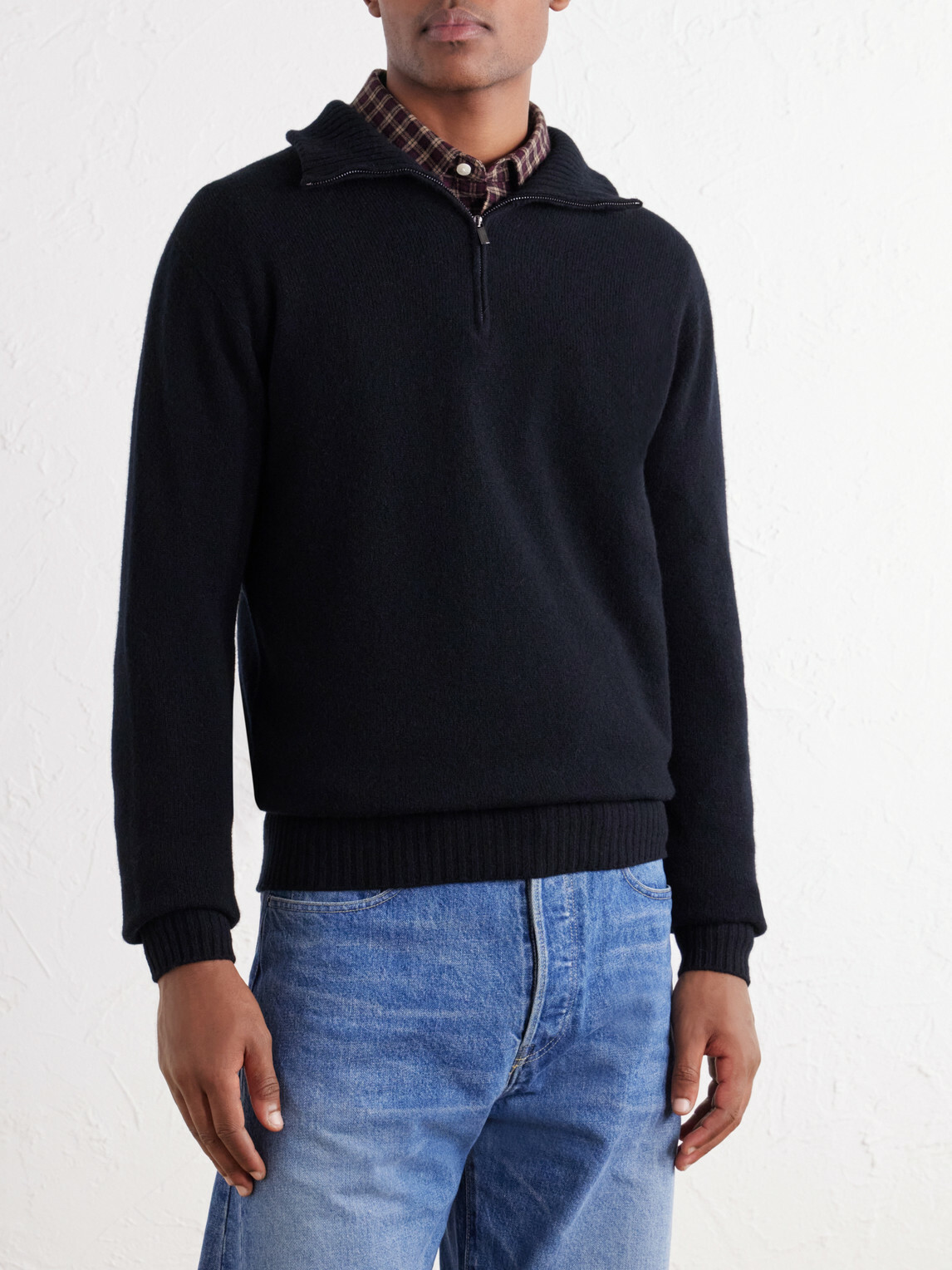 Altea - Half-Zip Virgin Wool Sweater - Black