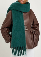 Givenchy Logo-embroidered Fringed Alpaca-blend Scarf - Dark Green - One Size