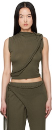 Ottolinger Khaki Deconstructed Linen Tank Top