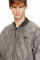 Diesel Padded argyle-quilted bomber jacket - Jackets Mens in Grey