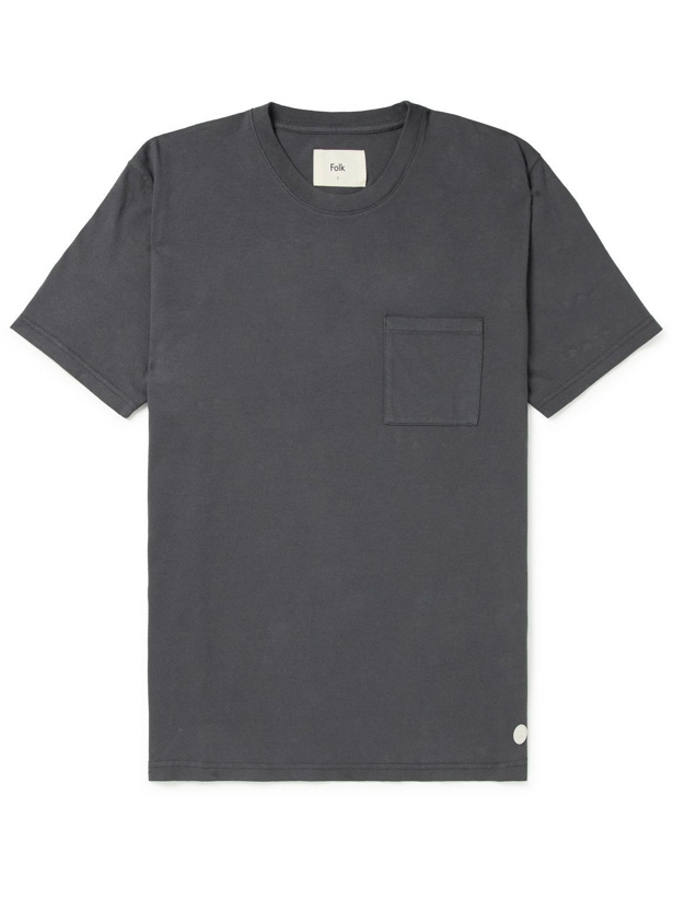 Photo: Folk - Assembly Logo-Appliquéd Cotton-Jersey T-Shirt - Gray