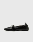 Ganni Butterfly Strap Ballerina Crinkle Oleatex Black Womens Casual Shoe