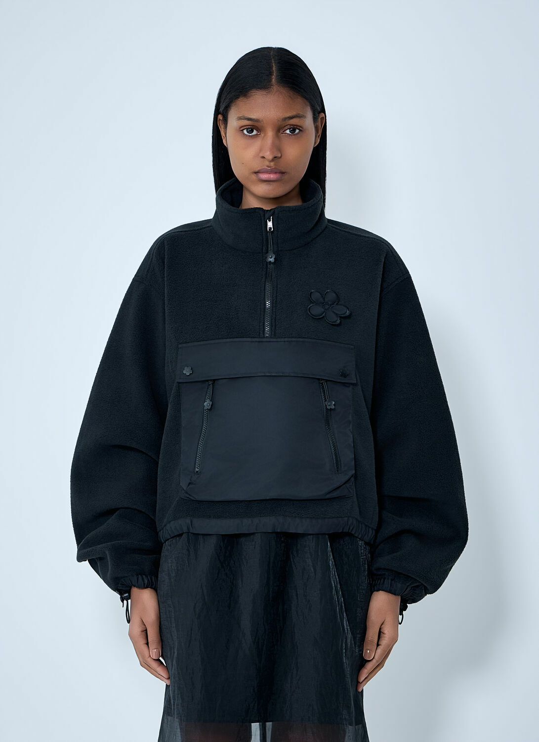Cecilie Bahnsen High-Neck Fleece Pullover Sweatshirt