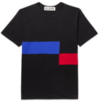 Aloye - Colour-Block Cotton-Jersey T-Shirt - Black