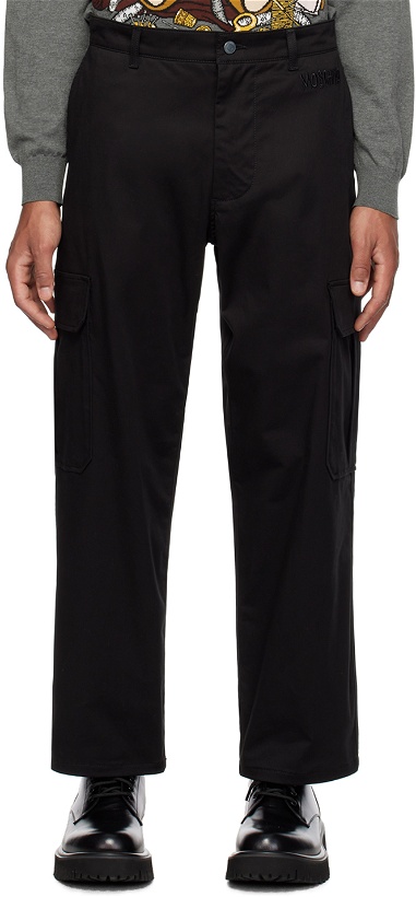 Photo: Moschino Black Embroidered Cargo Pants