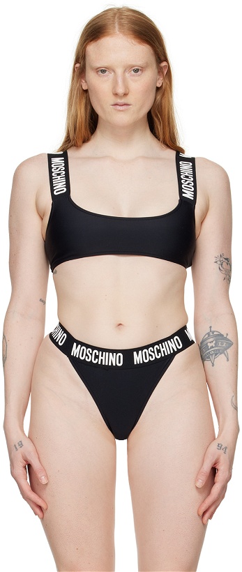 Photo: Moschino Black Scoop Neck Bikini Top