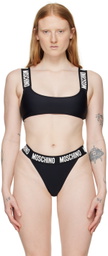 Moschino Black Scoop Neck Bikini Top