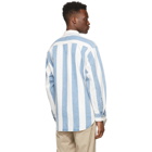 Levis Blue and White Denim Stripe Oversized Barstow Shirt
